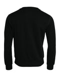 Dolce & gabbana sweatshirt noir en coton manches longues avec col rond et poignets côtelés