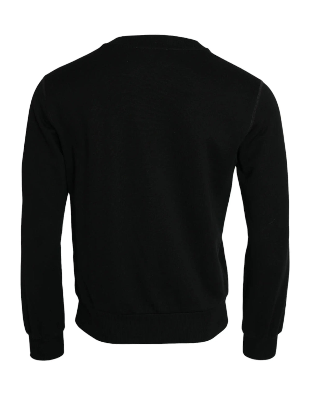 Dolce & gabbana sweatshirt noir en coton manches longues avec col rond et poignets côtelés