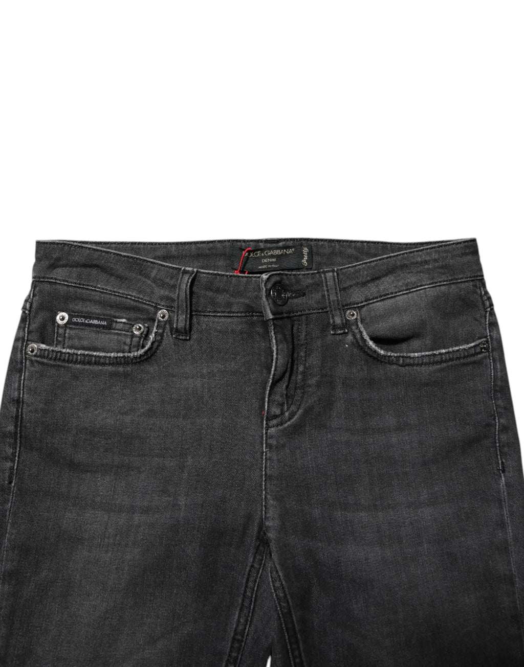 Jean slim en denim coton noir dolce & gabbana avec logo sur poche avant et taille basse