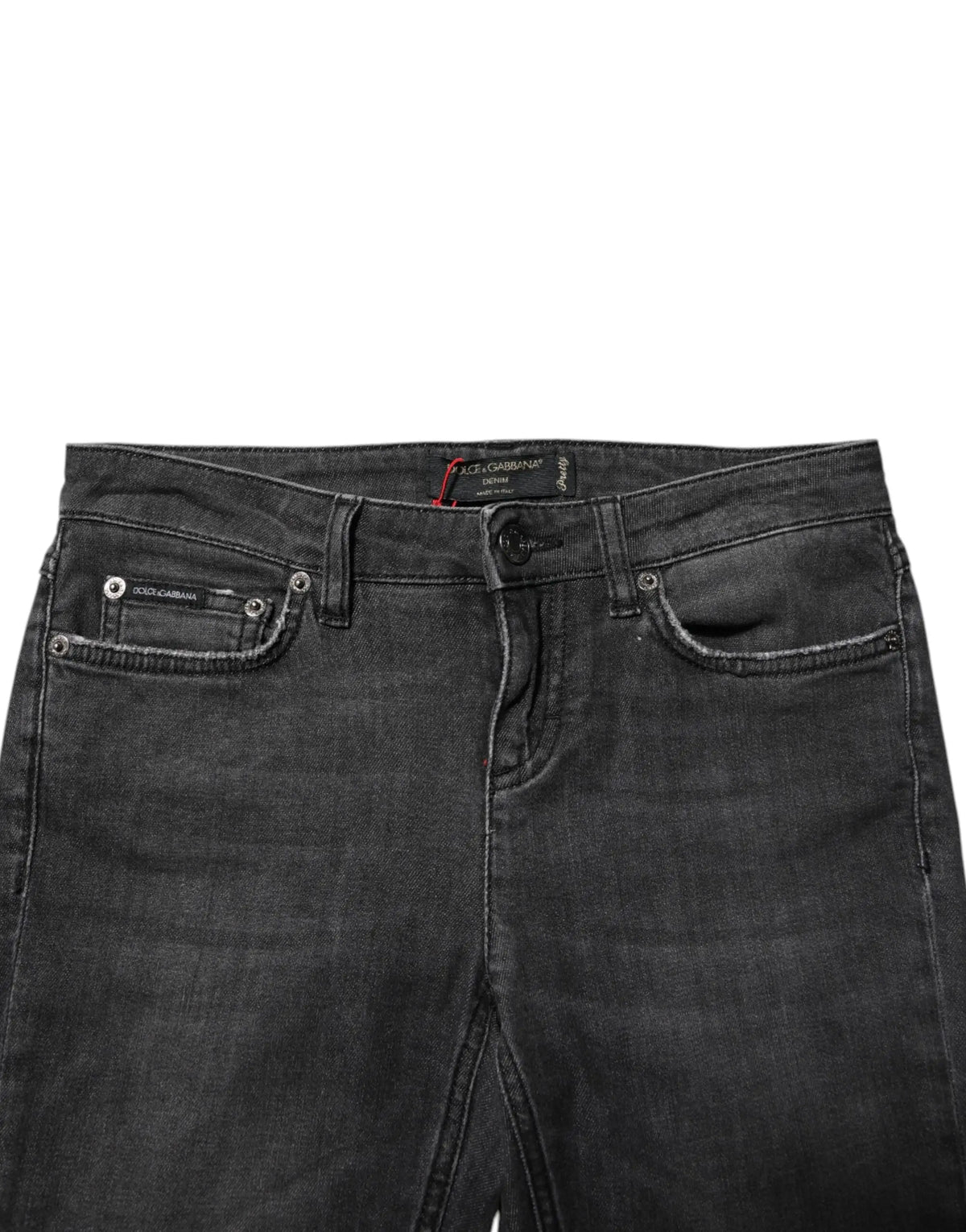 Jean slim en denim coton noir dolce & gabbana avec logo sur poche avant et taille basse