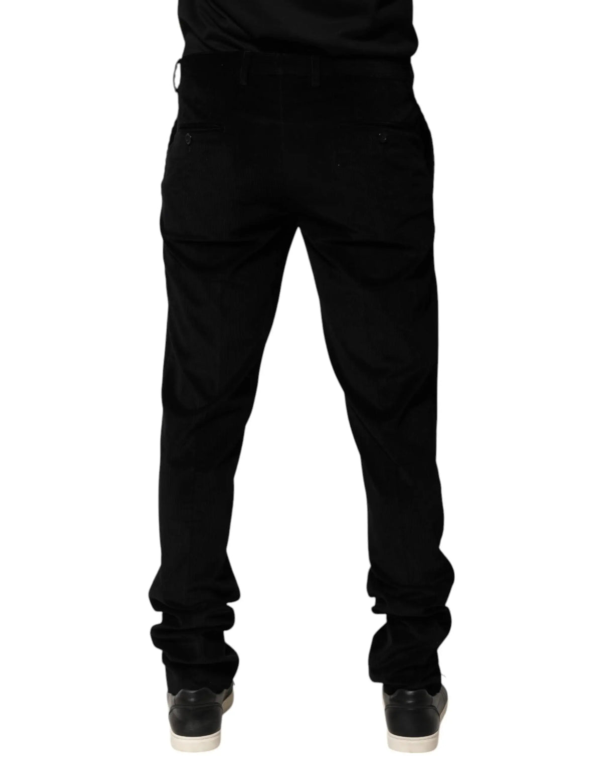 Pantalon habillé homme dolce & gabbana en coton noir coupe slim droit avec poches latérales discrètes