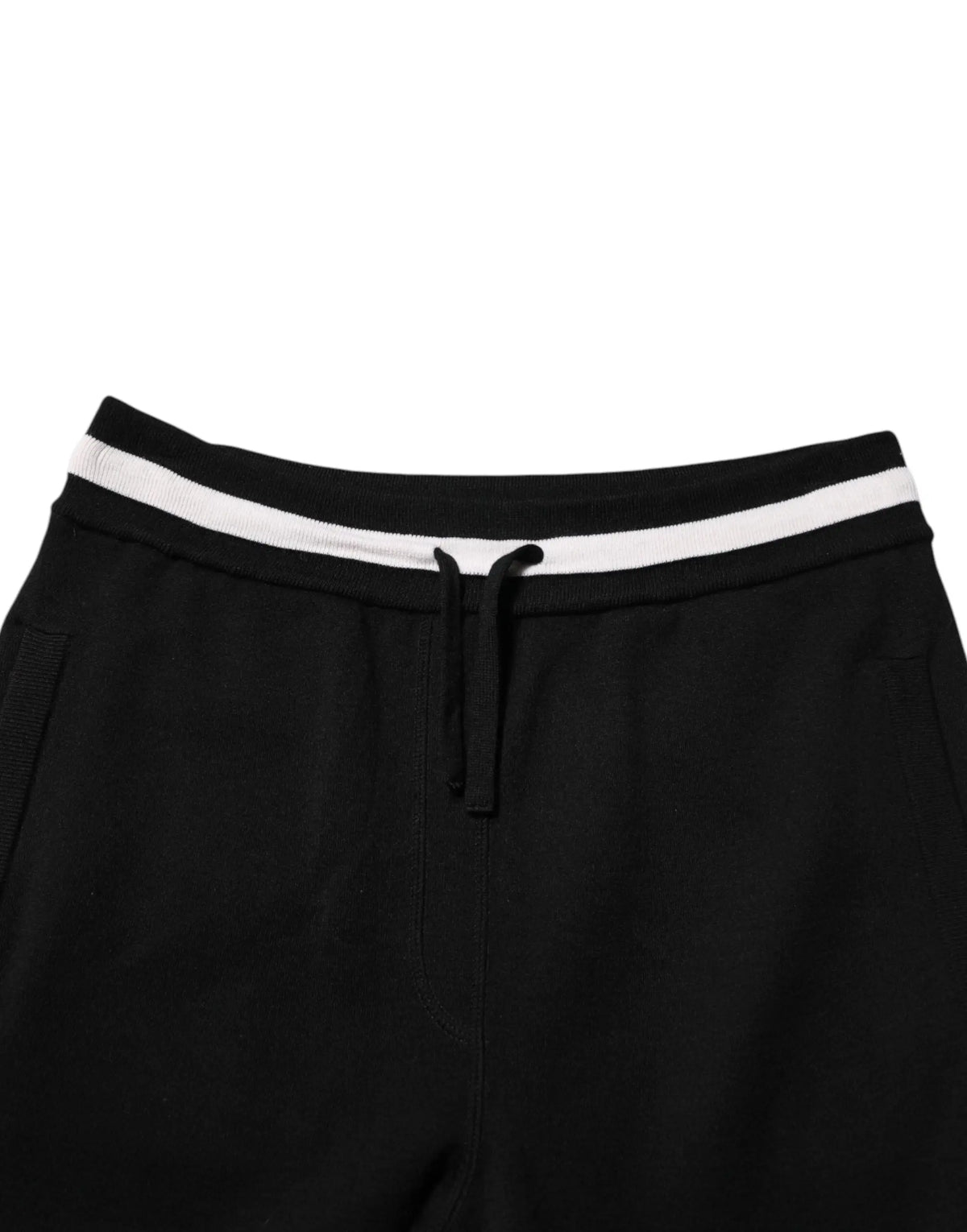 Dolce & gabbana black cotton men jogger sweatpants with white ribbed waistband and black drawstring