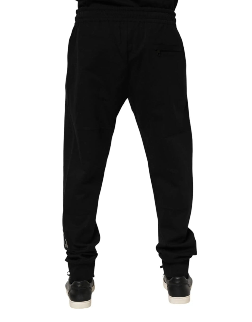 Dolce & gabbana pantalon de jogging noir en coton pour homme avec coupe décontractée et poignets côtelés
