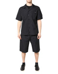 Chemise noire à manches courtes dolce gabbana en coton avec col et poche poitrine pour pyjama homme