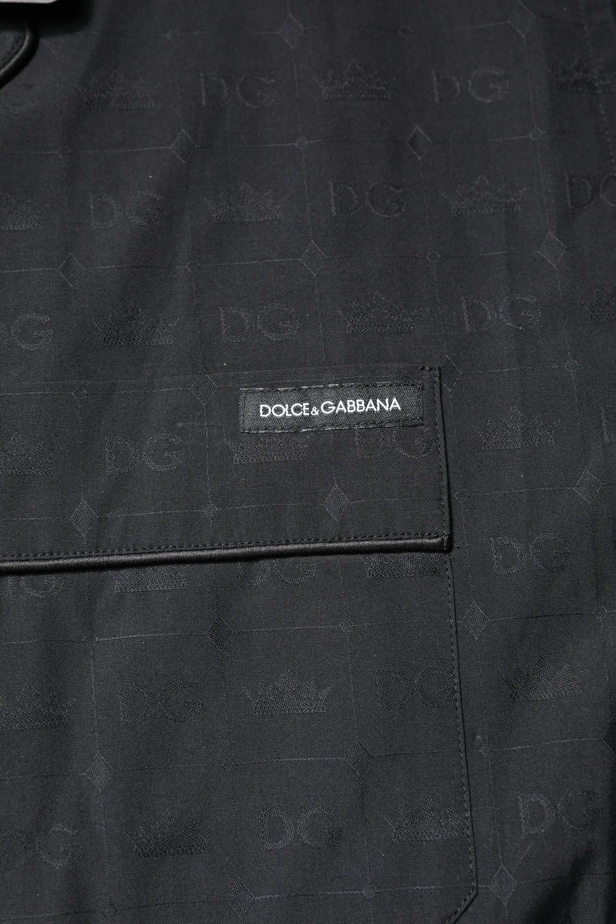Chemise noire dolce & gabbana en coton pour homme avec motif monogramme dg subtil pour pyjama