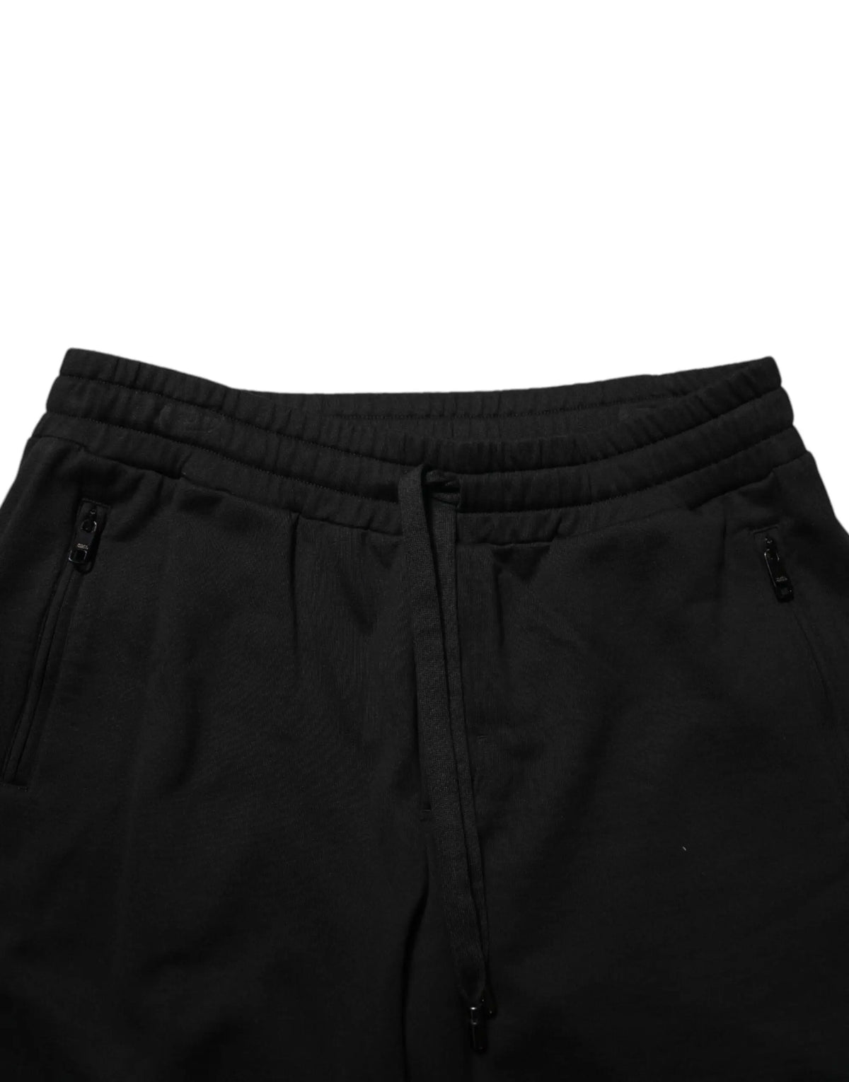 Dolce & gabbana bermuda short noir en coton mi taille avec poches zippées sur les côtés et taille élastique
