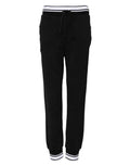 Joggers dolce & gabbana noirs en coton avec taille et poignets rayés blancs et taille à cordon