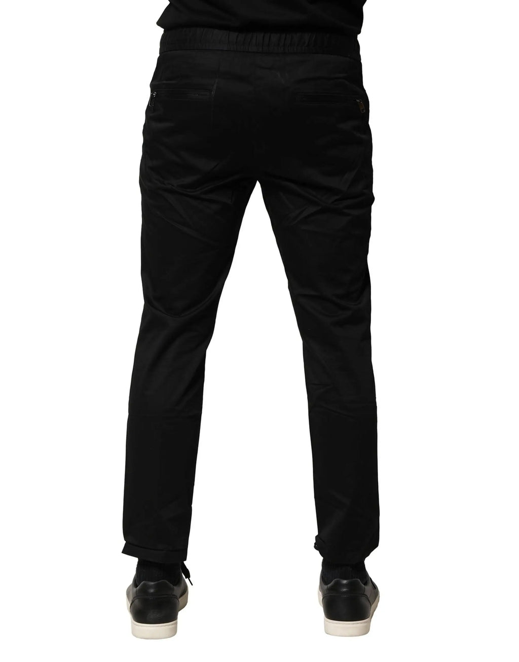 Pantalon jogger dolce & gabbana en coton noir slim avec taille ajustable par cordon et poches latérales discrètes