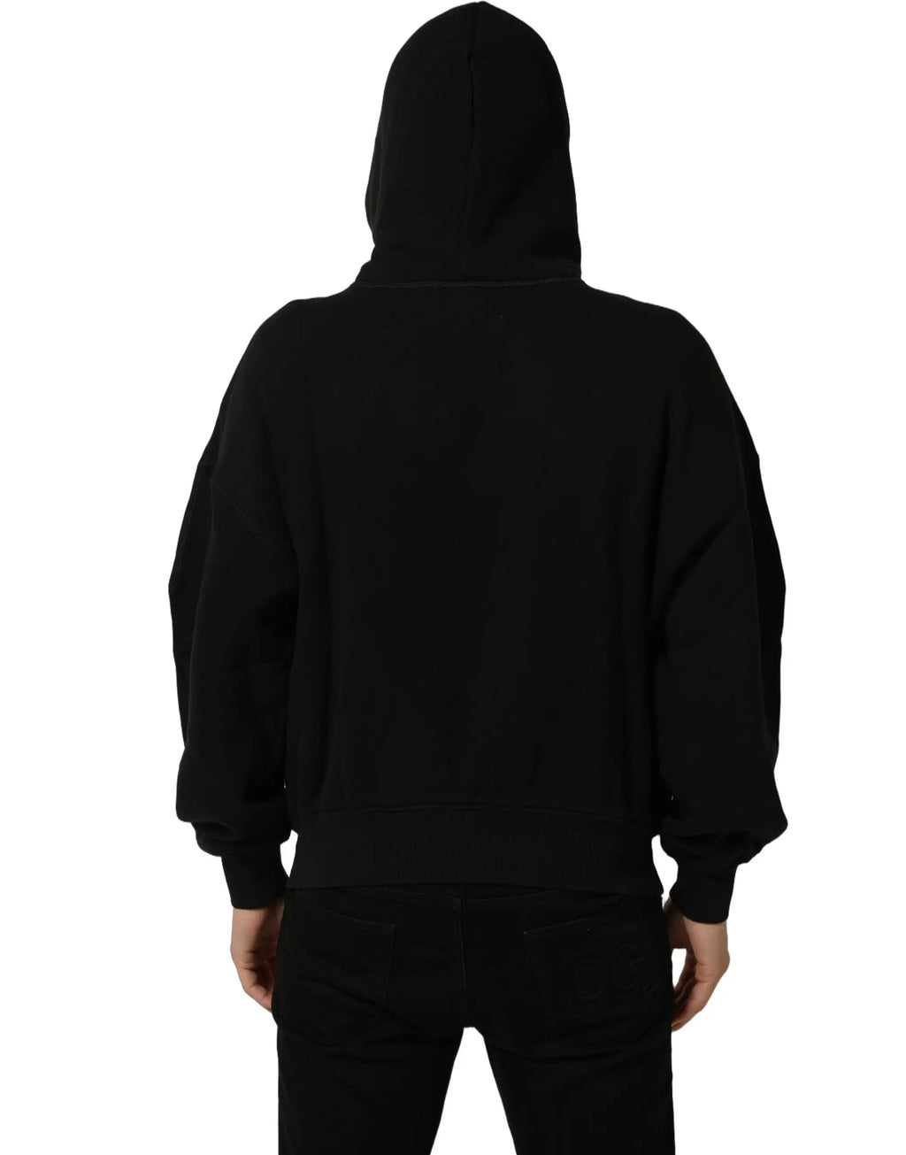 Dolce & gabbana sweat à capuche noir en coton avec imprimé milano1984 coupe décontractée et poignets côtelés