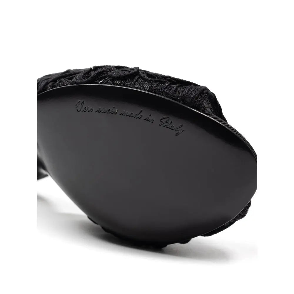 Pochette noire avec bordure en dentelle lisse brillante et texte embossé cleo made in italy pour dolce & gabbana mules coton
