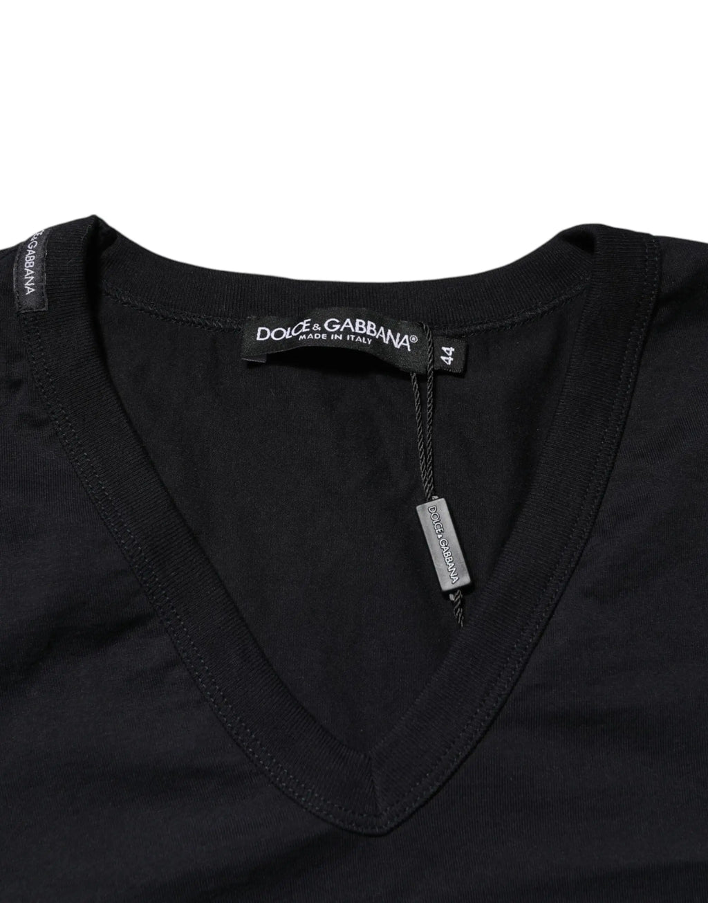Dolce & Gabbana tshirt homme noir coton col en v fabriqué en Italie simple et élégant