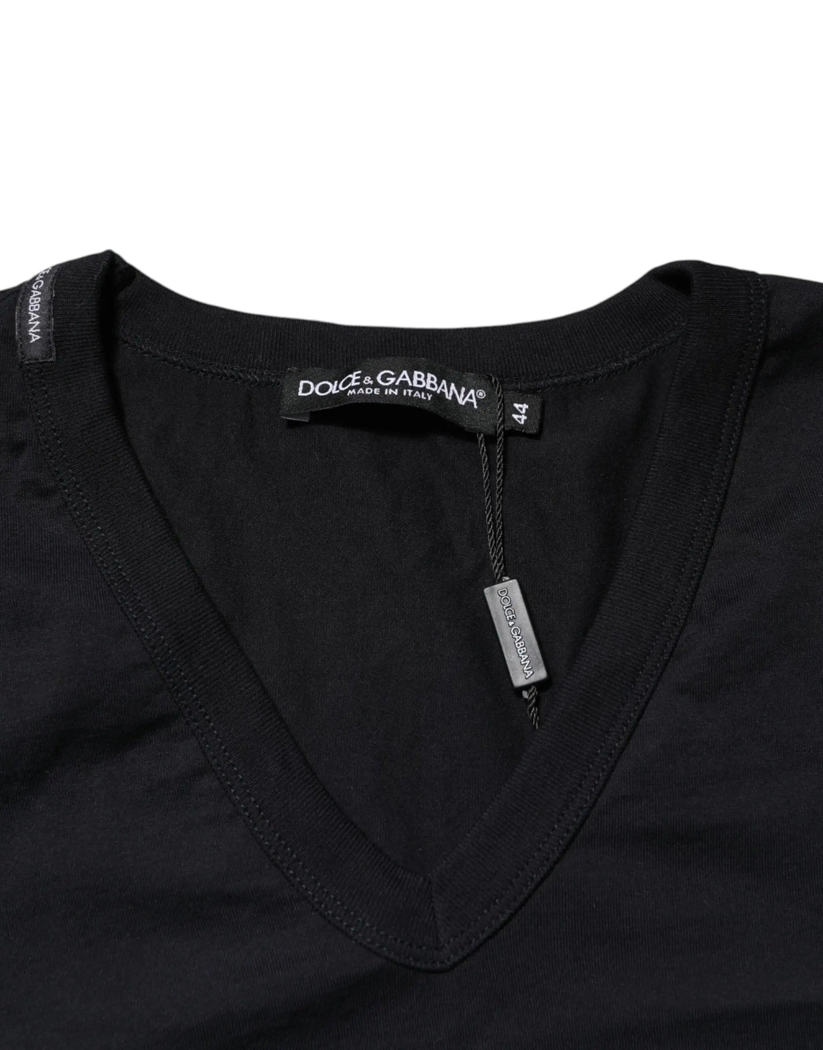 Dolce & Gabbana tshirt homme noir coton col en v fabriqué en Italie simple et élégant