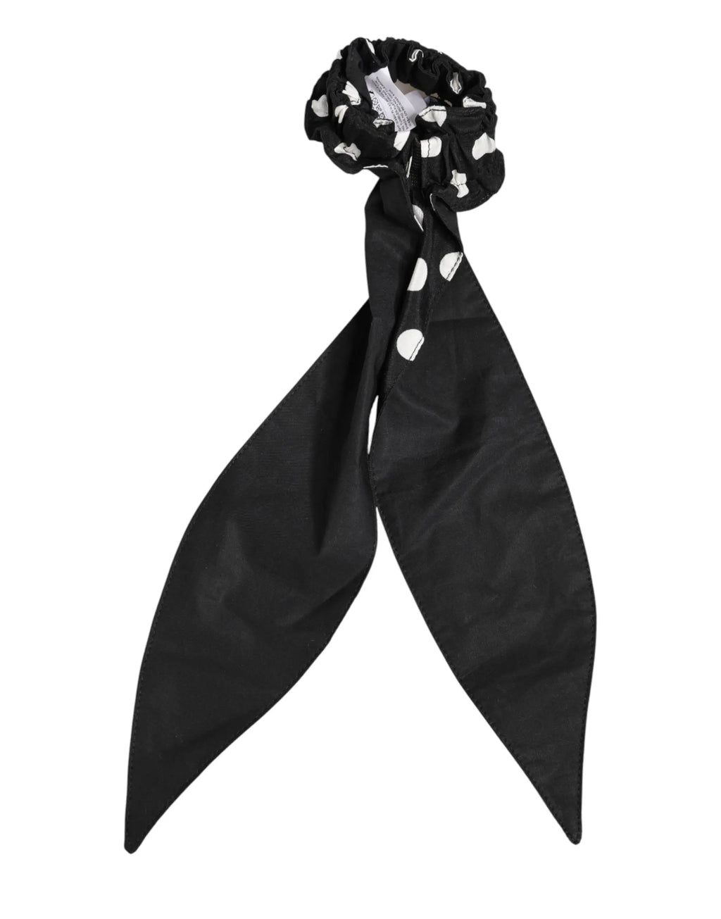Scrunchie dolce et gabbana en coton noir à pois avec ruban long et fluide pour accessoire de cheveux