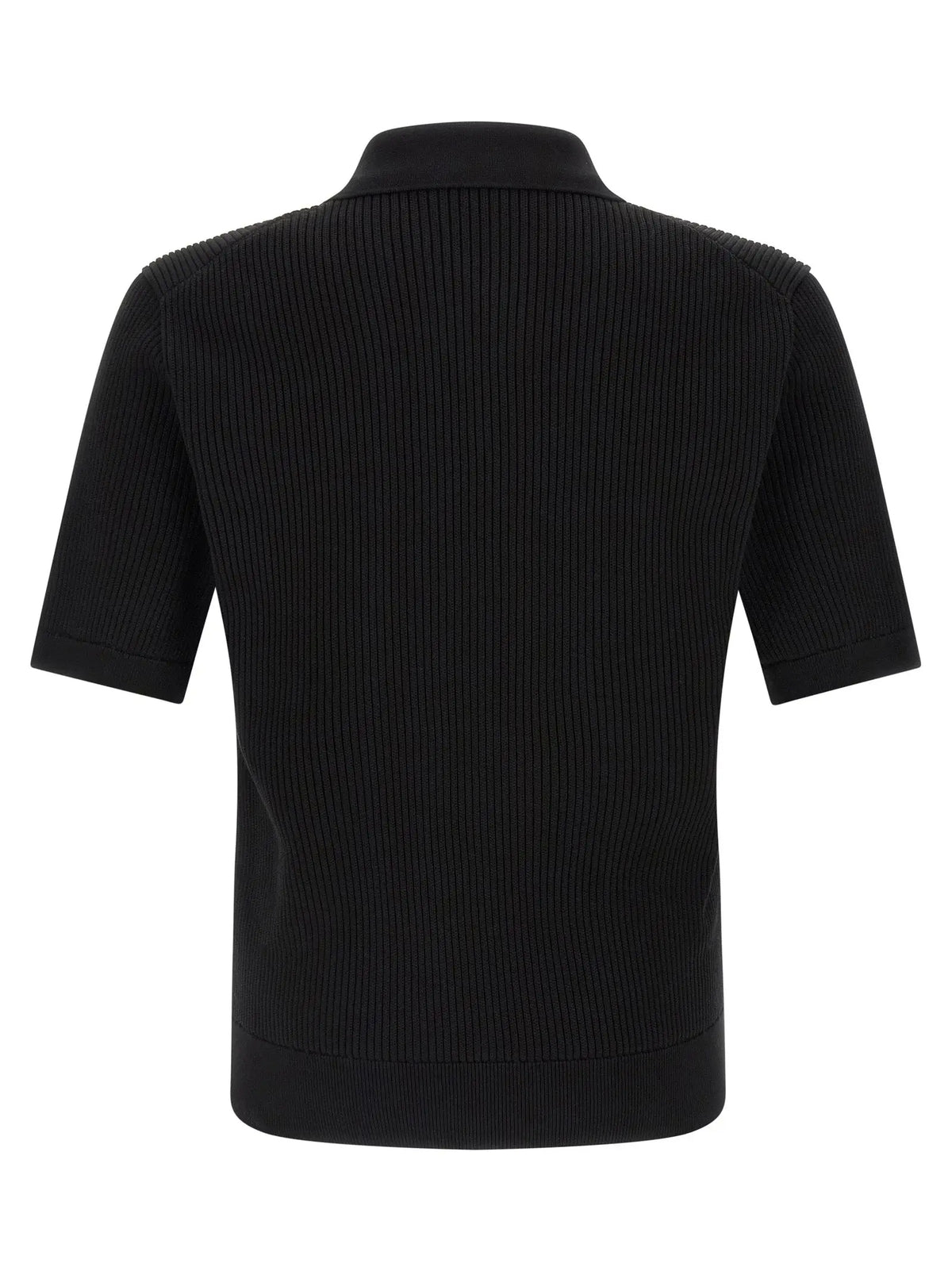 Polo noir en coton dolce & gabbana avec col classique à côtes et manches courtes