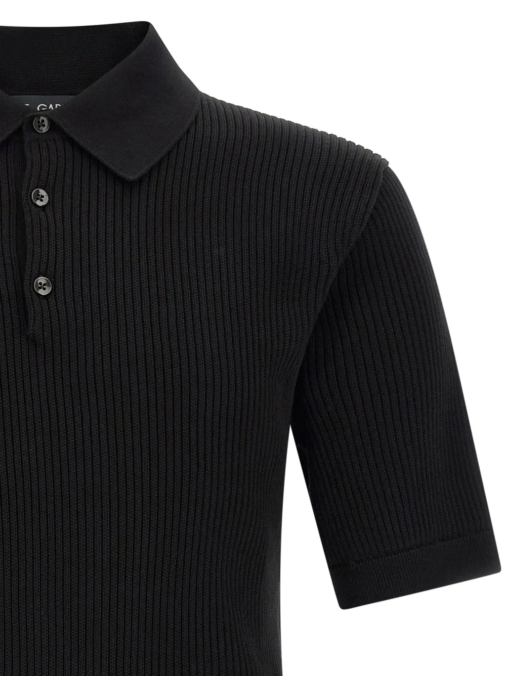Polo noir en coton dolce & gabbana avec col classique côtelé et patte de boutonnage trois boutons