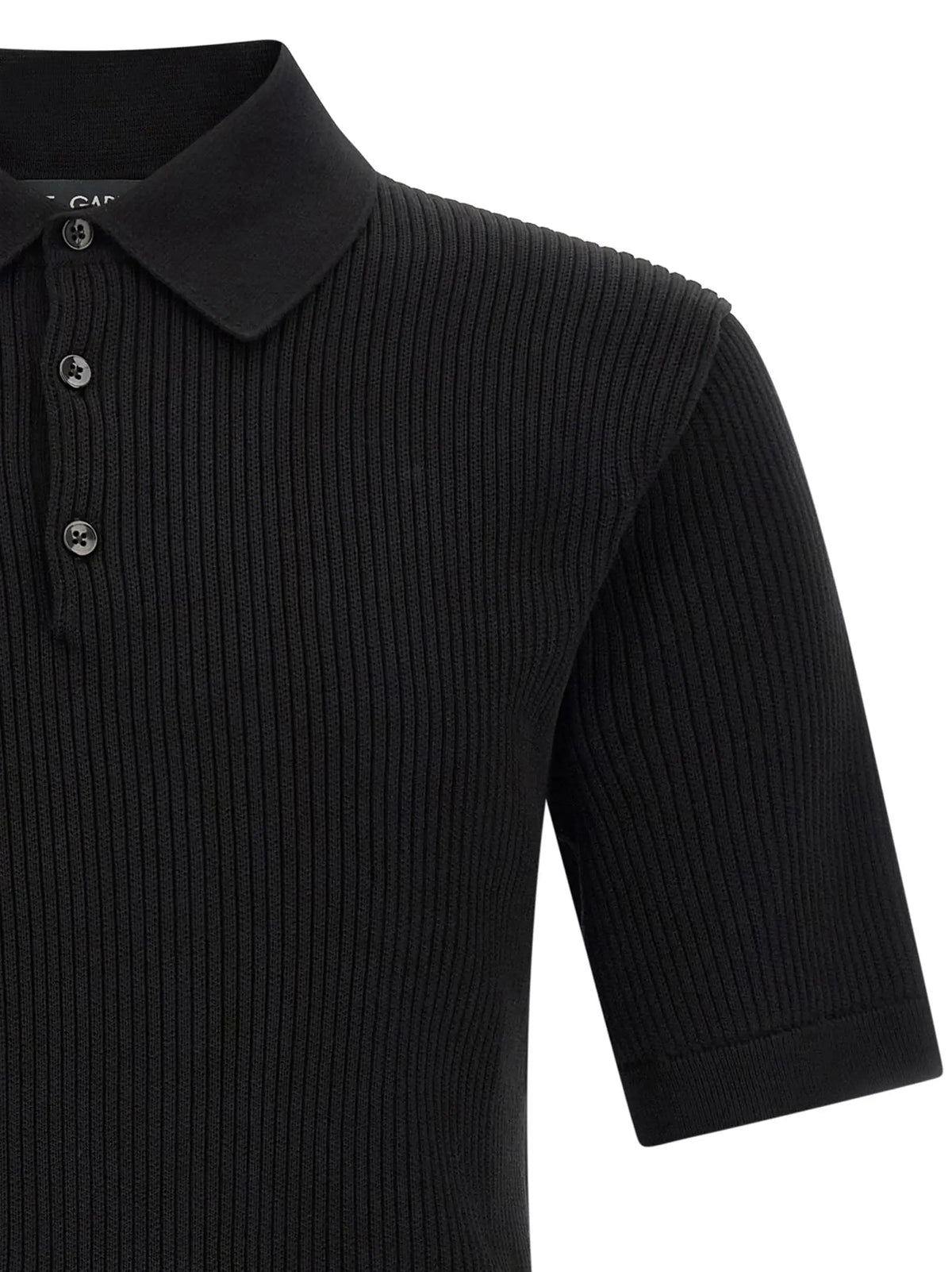 Polo noir en coton dolce & gabbana avec col classique côtelé et patte de boutonnage trois boutons