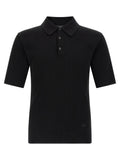 Polo noir en coton dolce & gabbana avec col classique et patte de boutonnage trois boutons à côtes fines