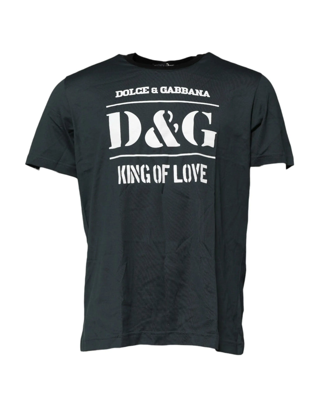 T-shirt dolce & gabbana noir en coton avec imprimé blanc bold d&g king of love et manches courtes