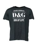 T-shirt dolce & gabbana noir en coton avec imprimé blanc bold d&g king of love et manches courtes