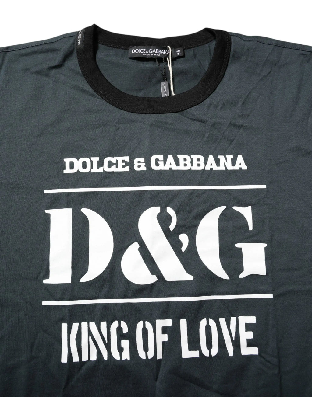 T-shirt noir dolce & gabbana en coton avec imprimé blanc audacieux d&g king of love manches courtes