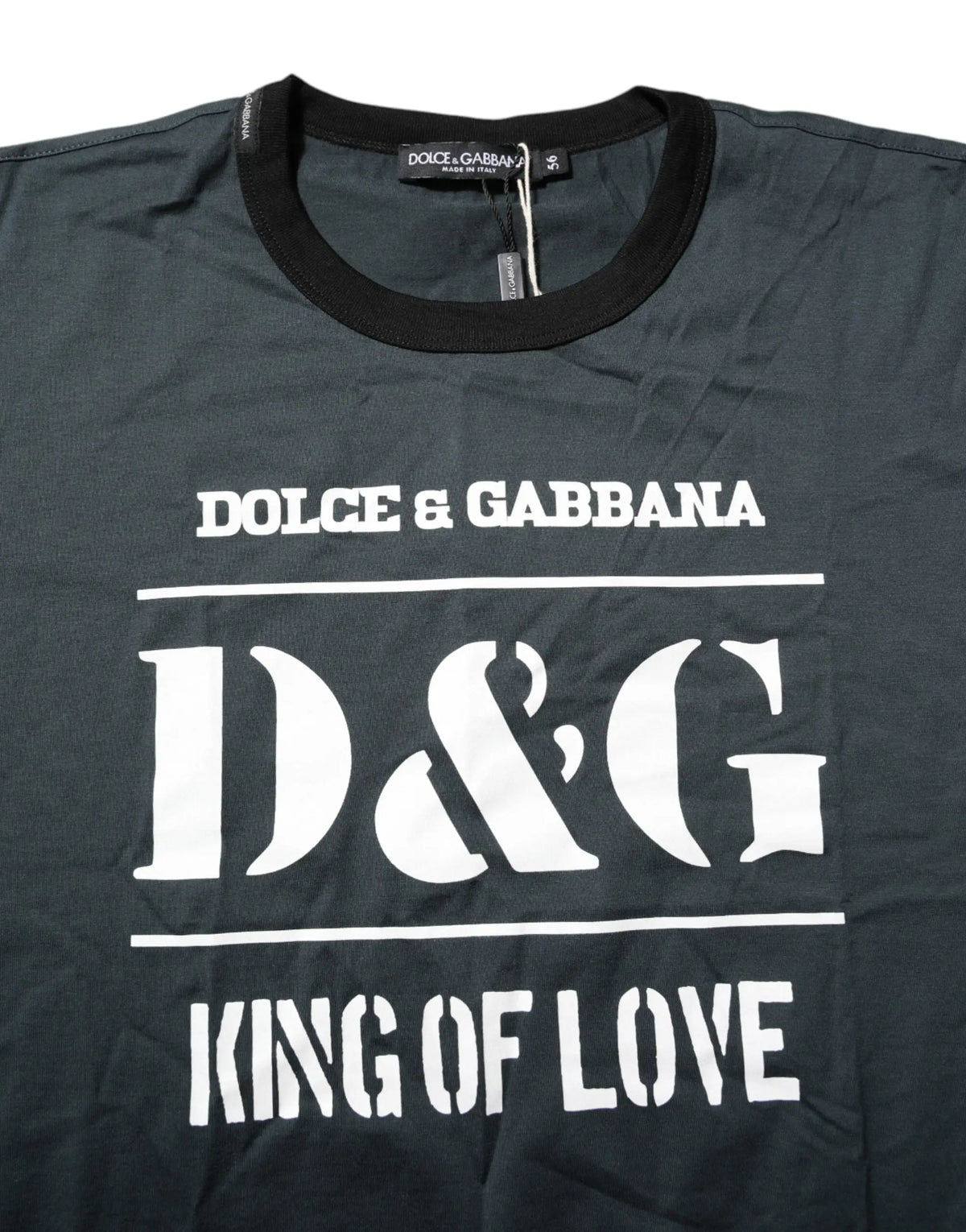 T-shirt noir dolce & gabbana en coton avec imprimé blanc audacieux d&g king of love manches courtes