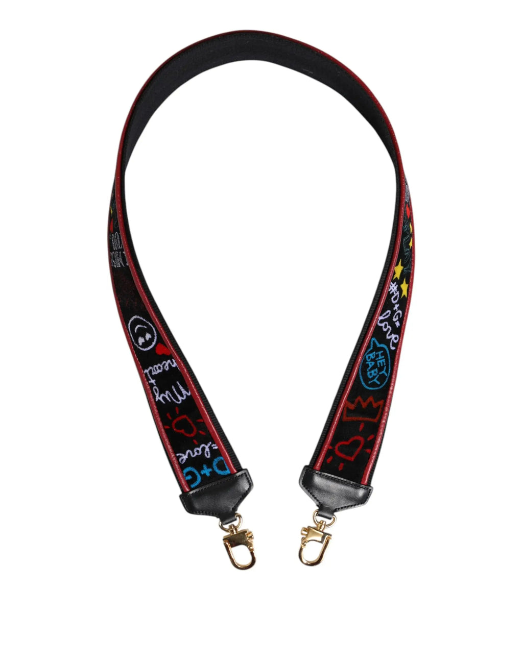 Black shoulder strap dolce & gabbana en coton avec bordure rouge et dessins colorés pour sac femme avec attaches dorées