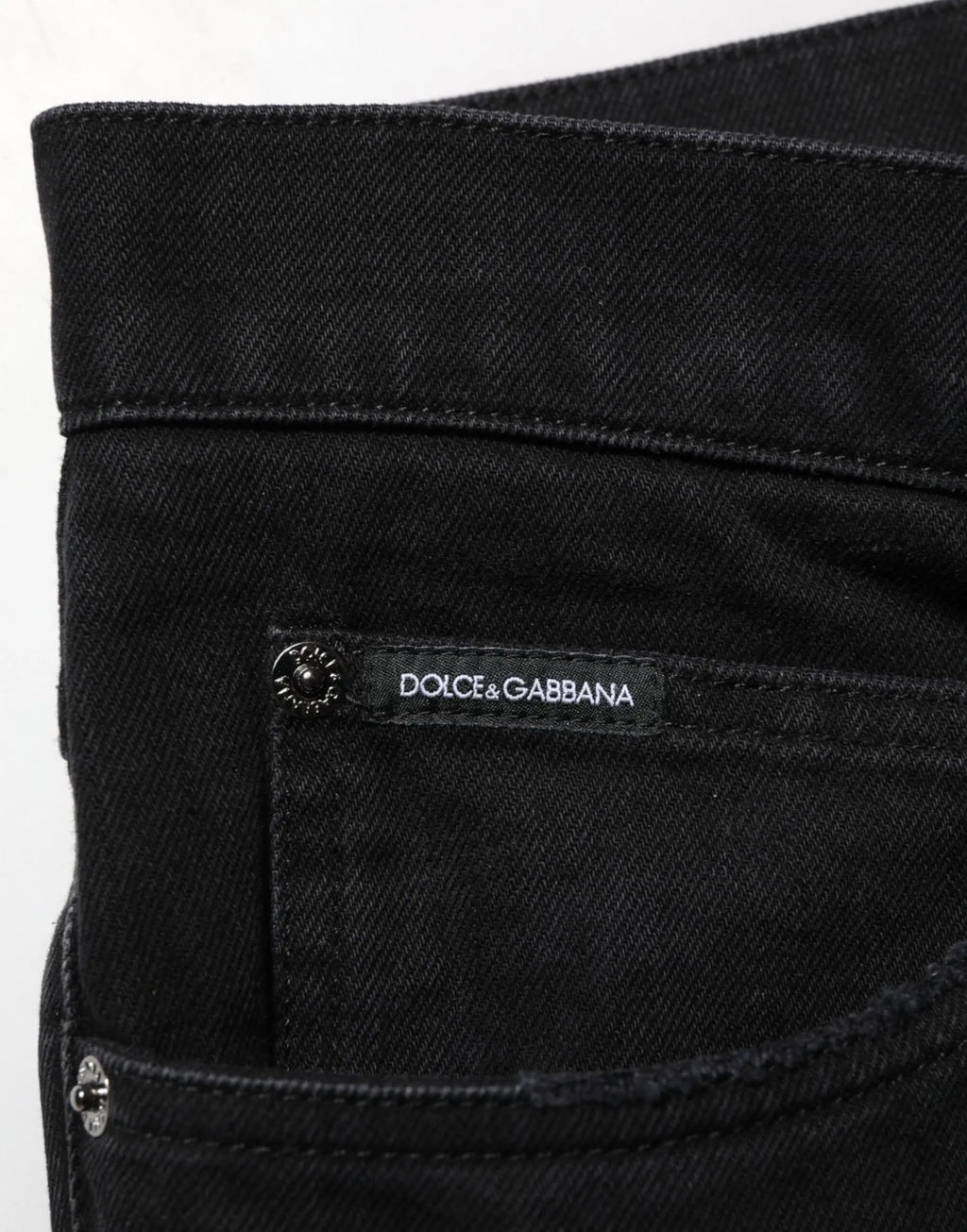 Jeans homme dolce & gabbana en denim noir coton, vue arrière avec étiquette de marque cousue sur la poche