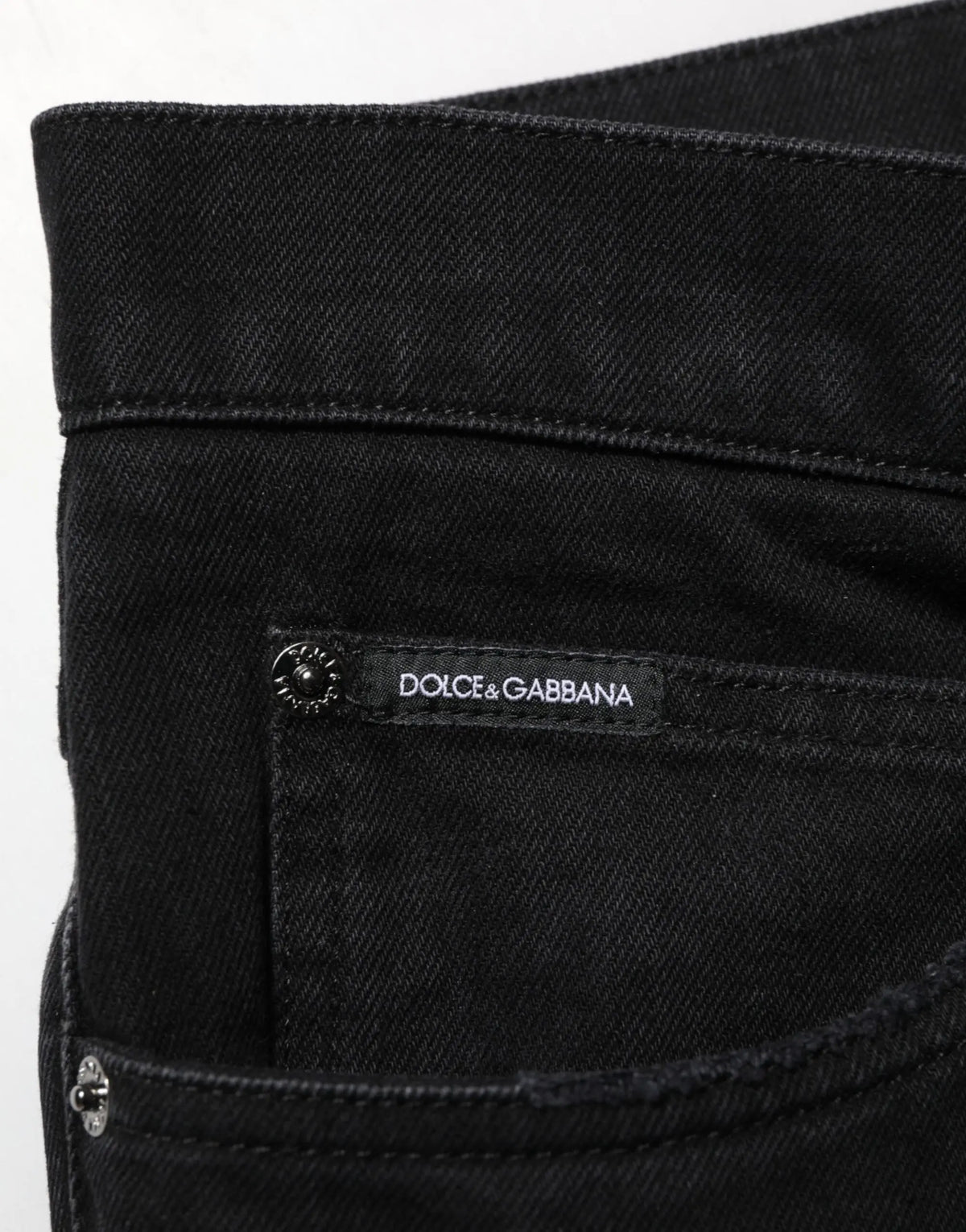 Jeans homme dolce & gabbana en denim noir coton, vue arrière avec étiquette de marque cousue sur la poche