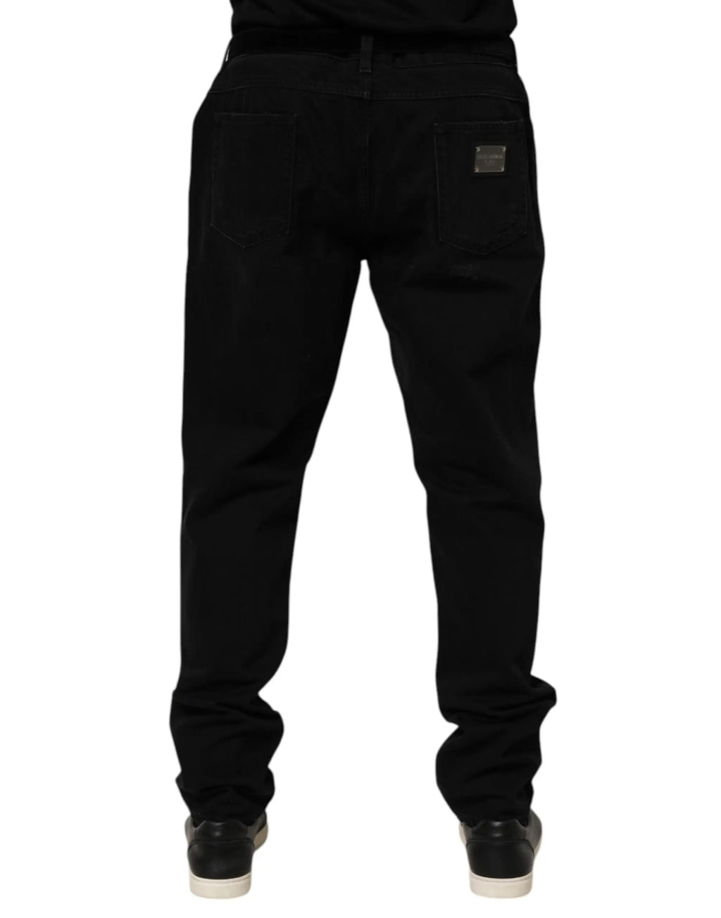 Jean noir en coton dolce gabbana pour homme coupe droite avec couture discrète en denim régulier