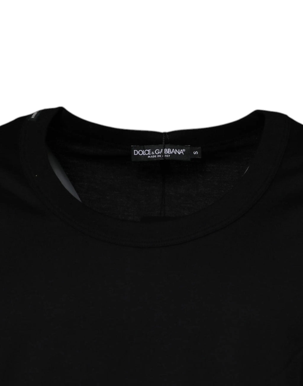 Dolce & gabbana t-shirt noir sans manches en coton avec col rond côtelé et étiquette made in italy