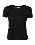 Dolce & gabbana t-shirt noir en coton manches courtes avec logo brodé discret sur la poitrine