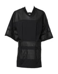 Dolce & Gabbana t-shirt noir en coton manches courtes avec col v et panneaux transparents en mesh aux manches