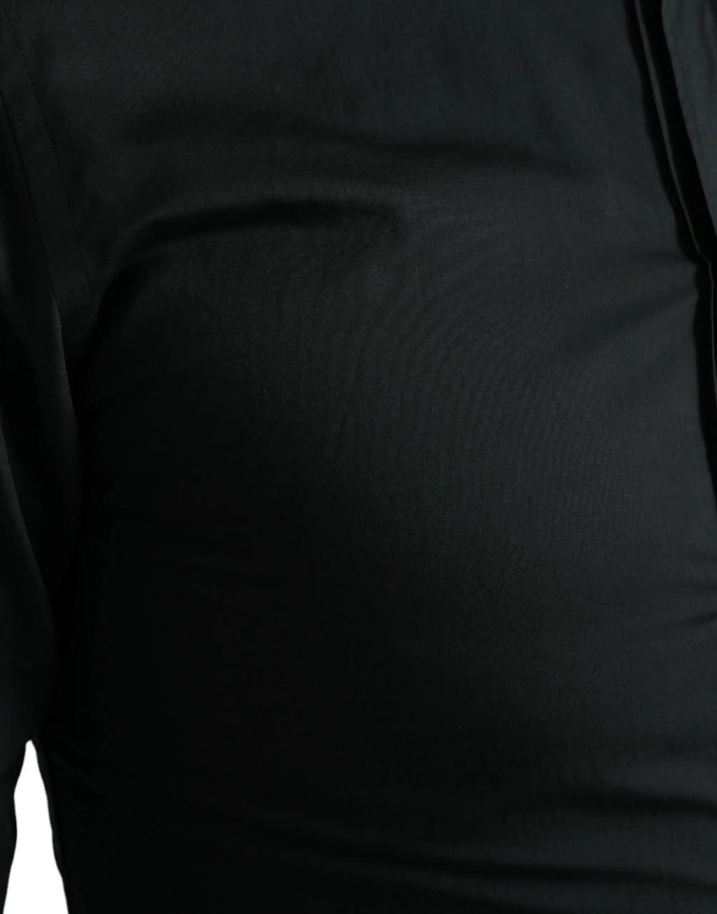 Chemise noire formelle dolce & gabbana en coton soie avec texture subtile et couture détaillée