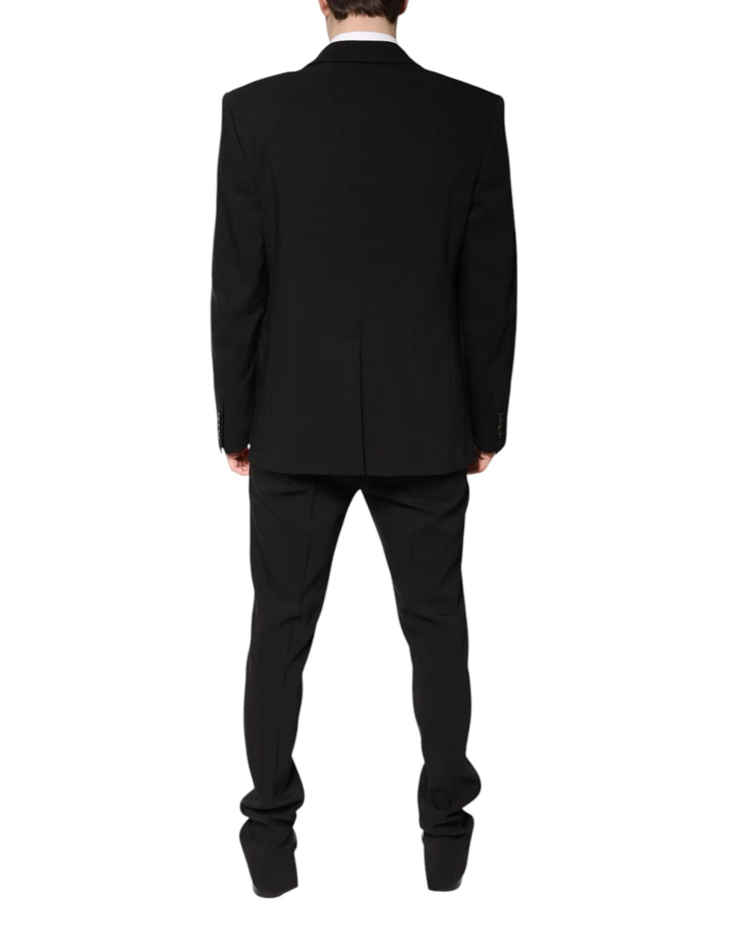 Costume dolce & gabbana noir en coton avec épaules structurées et coupe classique pour homme
