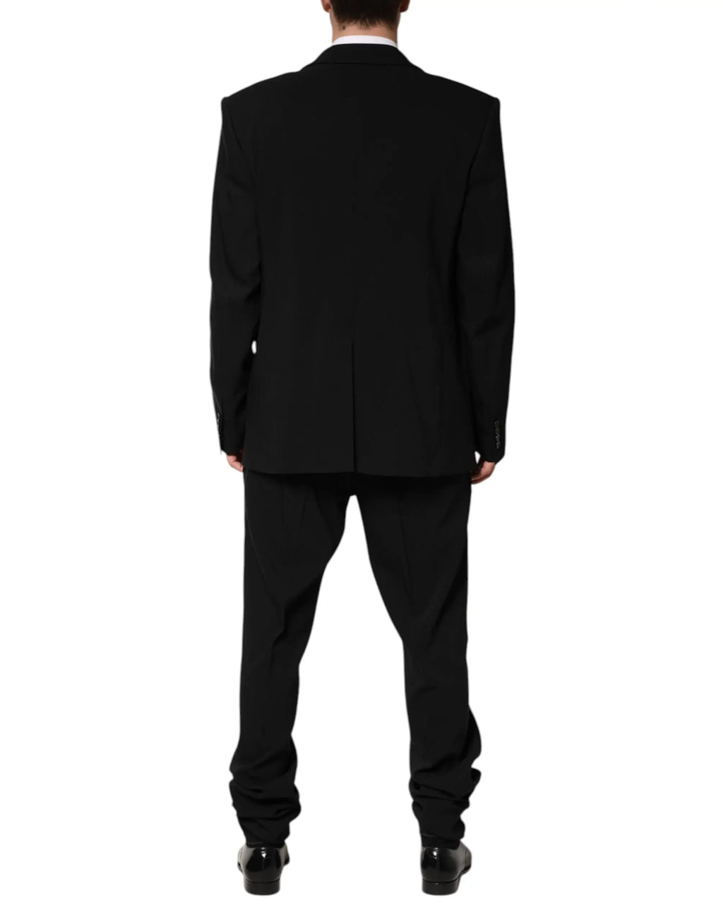 Veste de costume noire dolce gabbana en coton avec épaules structurées et coupe moderne élégante