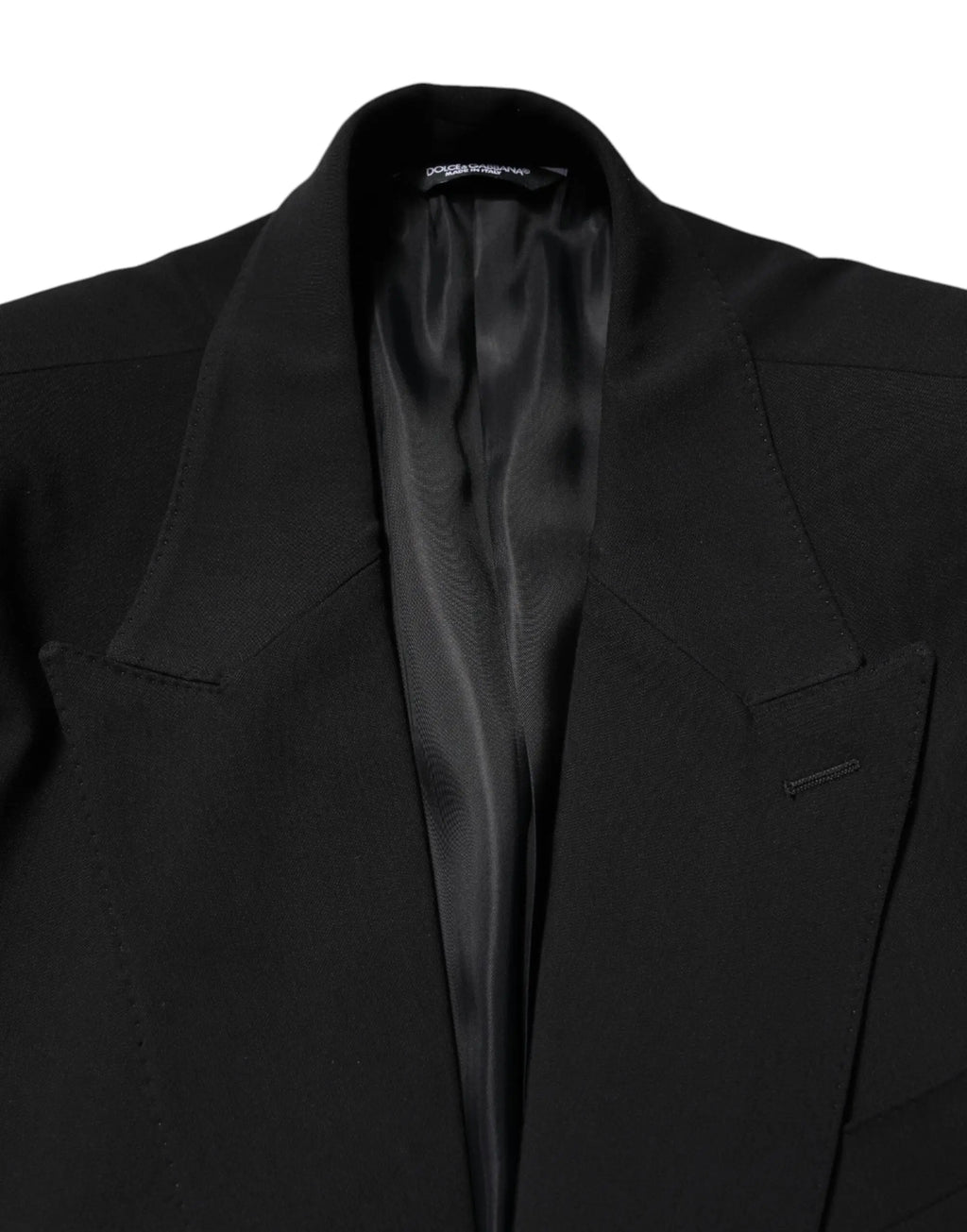 Dolce & gabbana blazer noir en coton avec doublure satinée pour costume deux pièces à simple boutonnage