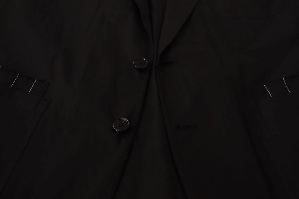 Dolce gabbana blazer noir en coton à boutons brillants et coutures subtiles single boutonnage
