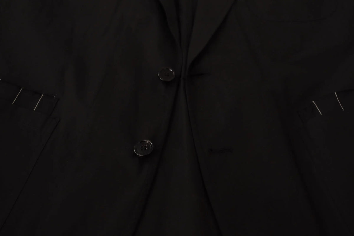 Dolce gabbana blazer noir en coton à boutons brillants et coutures subtiles single boutonnage