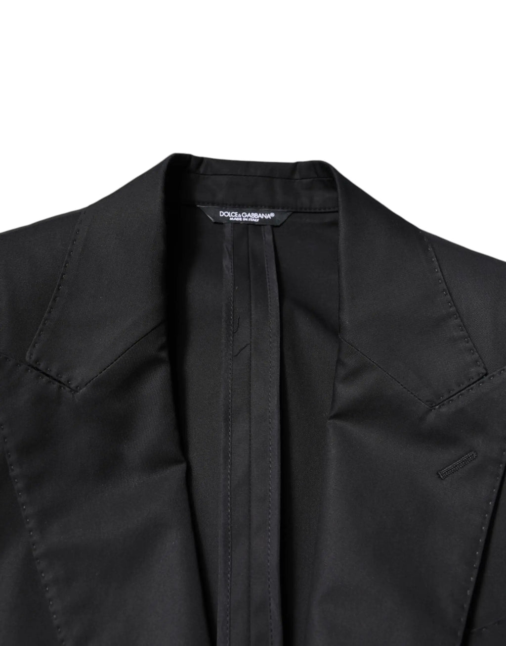Dolce & gabbana blazer homme noir en coton avec coupe ajustée et léger brillant unique boutonnage simple
