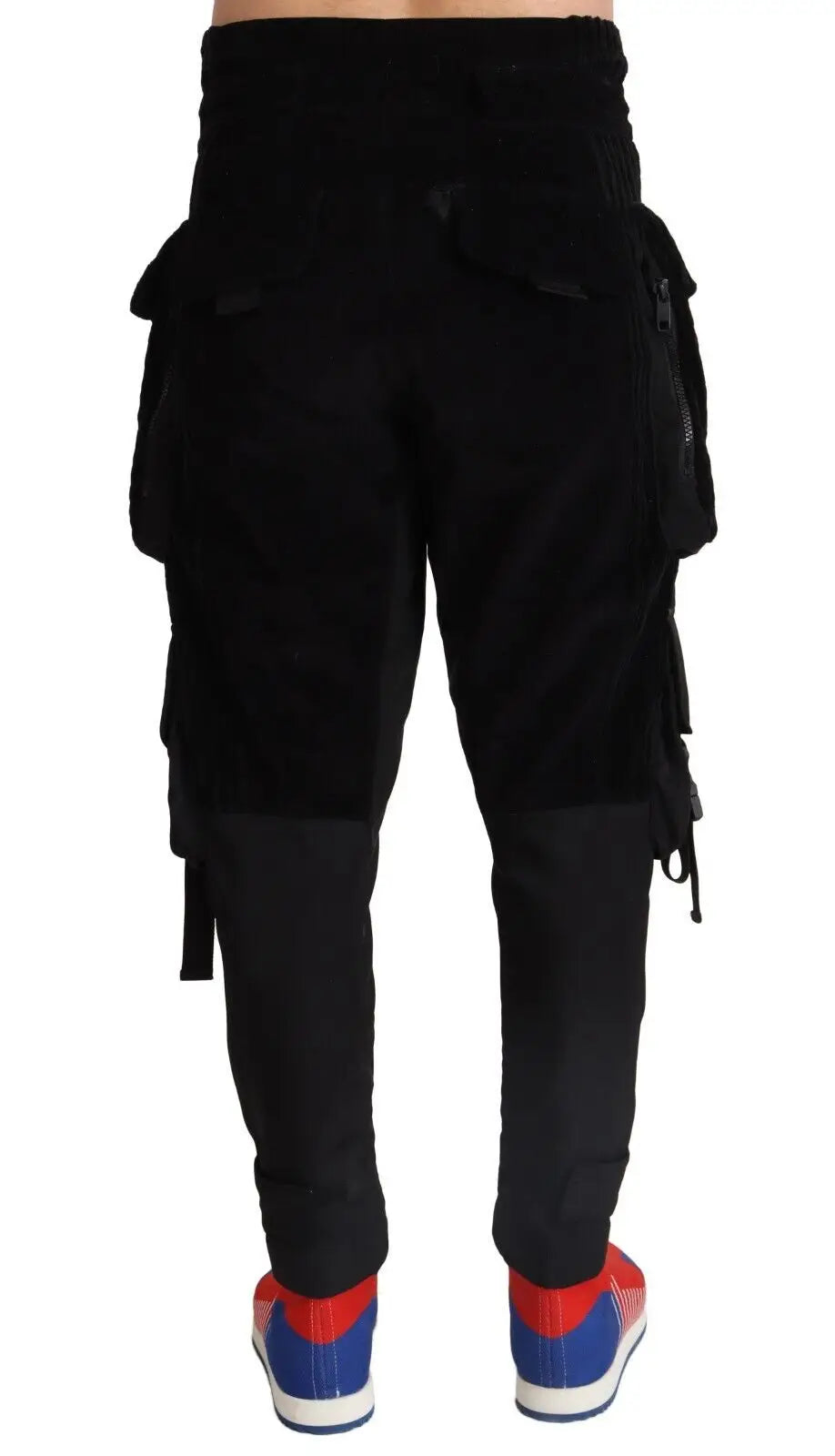 Pantalon cargo noir dolce & gabbana en coton velours côtelé skinny avec plusieurs poches et taille à cordon