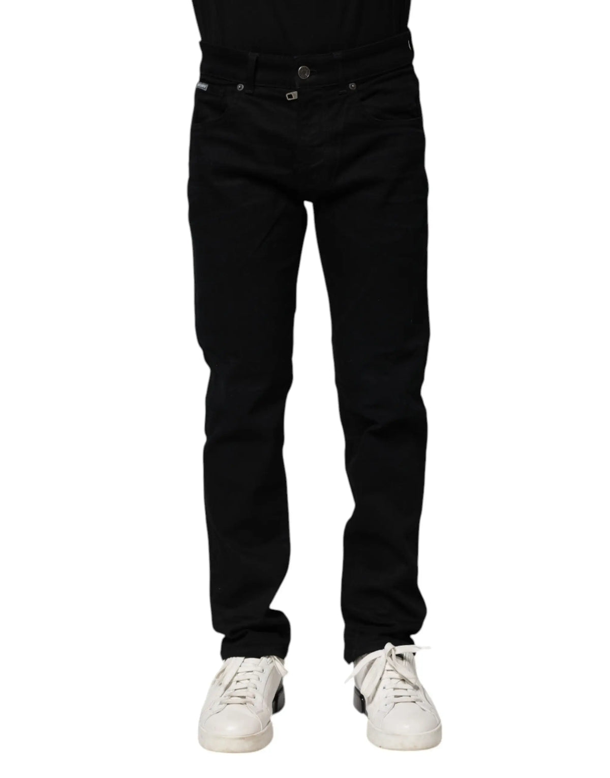 Jean slim en denim noir dolce gabbana en coton avec design classique cinq poches
