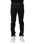 Jean en denim noir dolce & gabbana homme slim fit en coton avec design classique à cinq poches