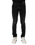Dolce & gabbana jeans denim homme skinny en coton noir slim fit avec cinq poches et légère décoloration aux cuisses