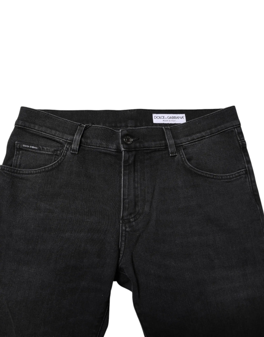 Jeans slim en denim noir pour homme dolce & gabbana en coton avec design classique cinq poches et label visible