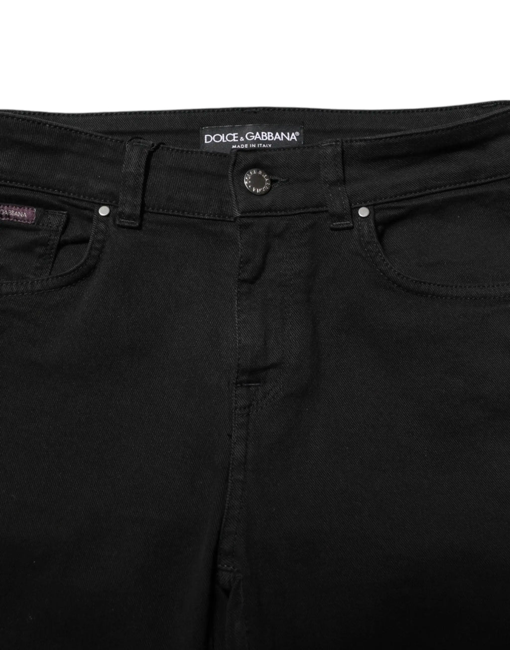 Jean skinny mi taille noir en coton dolce & gabbana avec coupe ajustée et coutures discrètes