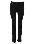 Dolce & gabbana jean skinny noir en coton avec taille mi-haute et design classique cinq poches argenté