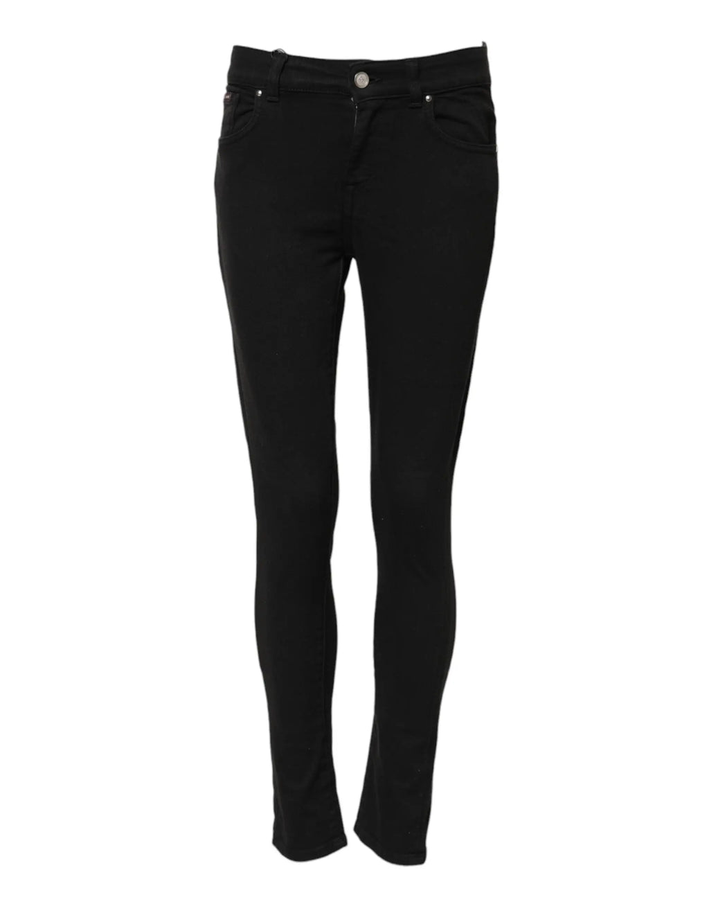Jean skinny noir dolce gabbana en coton avec taille mi-haute cinq poches et quincaillerie argentée