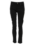 Jeans noirs en coton skinny dolce & gabbana avec taille mi-haute et design classique cinq poches avec fermetures argentées