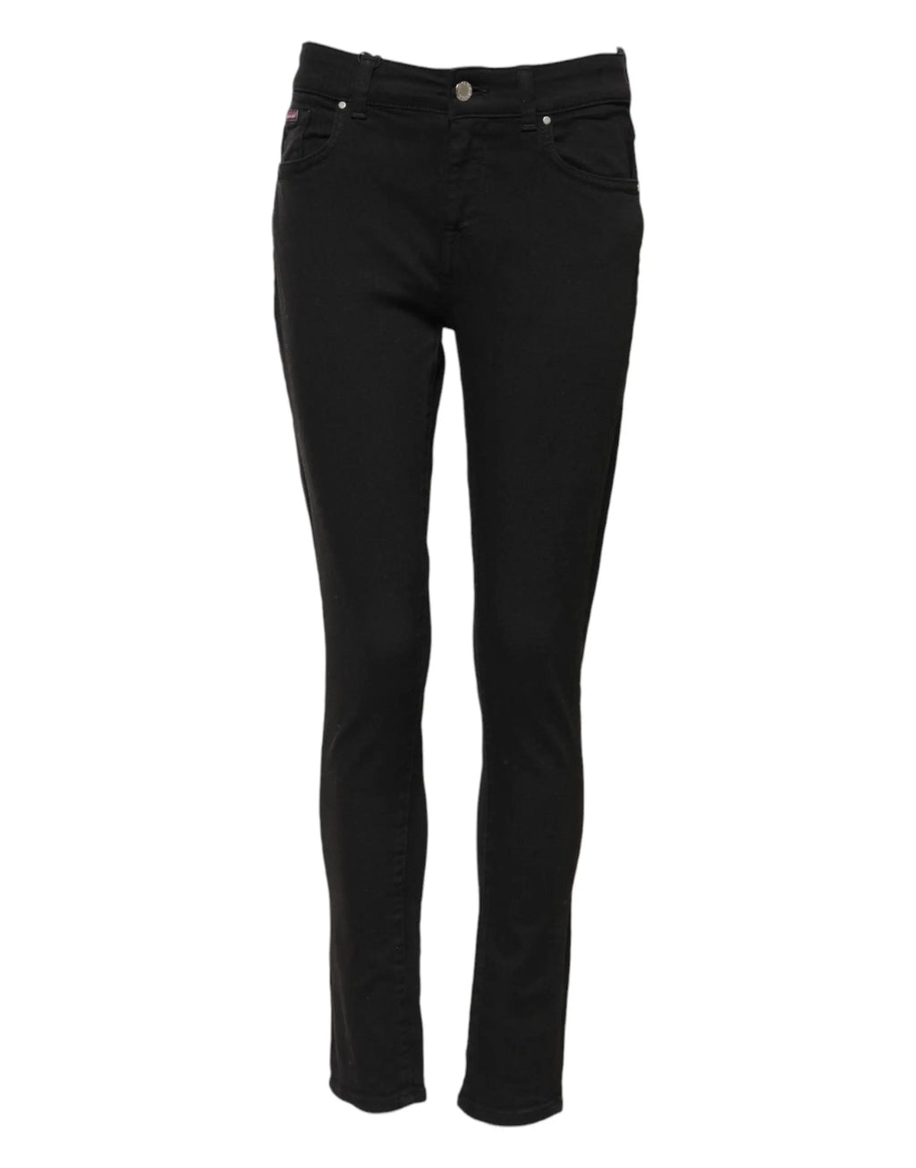 Jeans en denim noir dolce & gabbana en coton slim avec taille mi-haute et cinq poches classiques