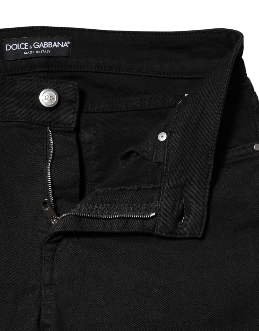 Jean noir dolce & gabbana en coton avec coupe skinny mi taille et légère usure aux coutures